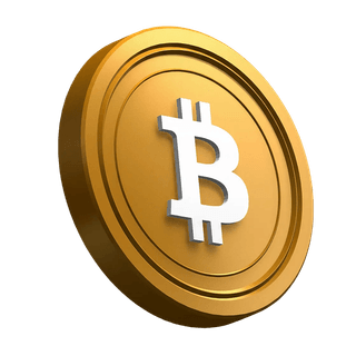 비스듬히 기울어진 Bitcoin (BTC) 코인이 담긴 hero 섹션 디자인