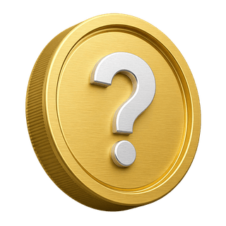 물음표가 각인된 장식용 3D 금화가 등장하는 FAQ 페이지